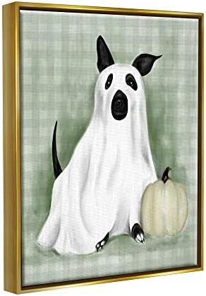Stupell Industries Dog Ghost Halloween kostim plutajući uokvirena zidna umjetnost, dizajn by lil 'rue