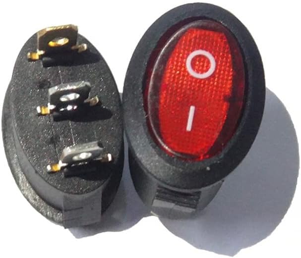 5/10 x crveni ovalni 2 Pozicija 3 PINS LITCHING Svjetlo uključivanje/isključivanje SPST Oval Rocker Switch 6A/250V 10A/125V AC -