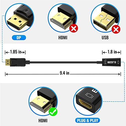 ELECAN DISKILPORT na kabel za adapter HDMI, 4K@30Hz 2K@60Hz 1080p Zlatni DP PC do HDMI Monitor Converter, kompatibilan za HP NVIDIA