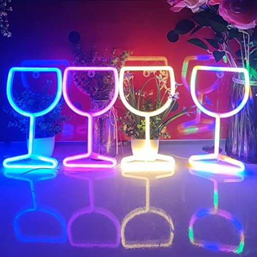 Neonski natpisi za čaše za vino, neonska svjetla s baterijama na baterije ili baterije od 3 do 3, LED svjetla za ukrašavanje stola,