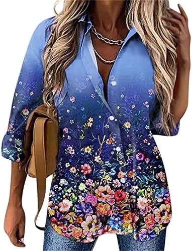 Osnove plus gradijent bluze na havajima, cvjetni otisnuti žene casual majice majice duge žene vrhovi