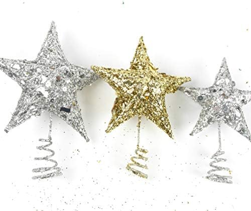 Hemoton Star Tree Topper 15cm Glitter božićno drvce Topper Metal Star Tree Top Shiny Xmas Topper Star za ukras za božićno drvce ukras