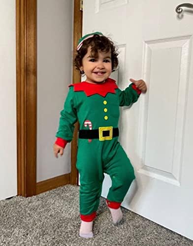 Hiha dečko elf outfit božićni luk dječak djevojaka Božić božićni romper 6-12 mjeseci Dječak božićna odjeća zelena božićna dječja odjeća