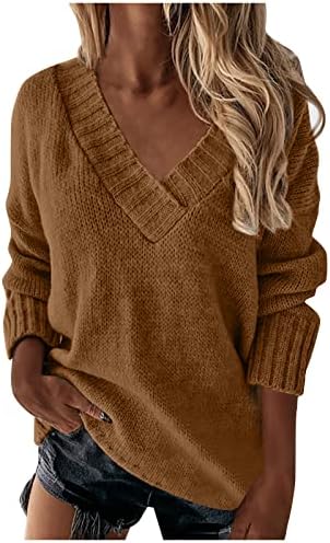 Ženski džemperi proljeće 2023 Set u boji glava V-izrez Toplo rublja s dugim rukavima gornja jesen i zimski pulover vrhovi