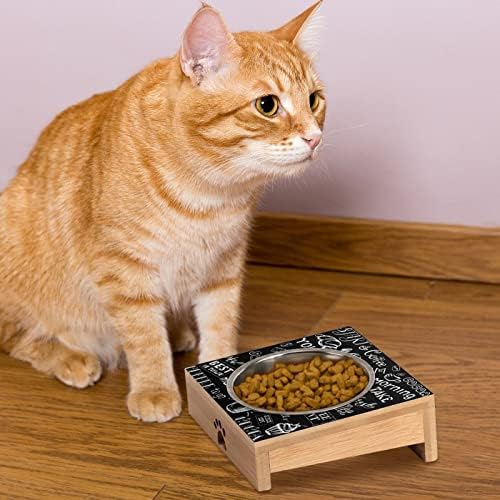 Crni i bijeli kruh kolač kava mačka zdjela anti-vomit, povišena mačja zdjela za ravne mačke, male pse, zaštita kralježnice za kućne