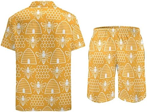Pčele i košnice muške dvodijelne odjeće za plažu Havajsko gumb dolje košulja s kratkim rukavima i kratke hlače odijela