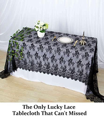 Crni čipkasti stolnjak od 60 do 120 inča čipkasti stolnjak s prekrivačem za vjenčani čipkasti stolnjak pravokutni Crni čipkasti Vintage