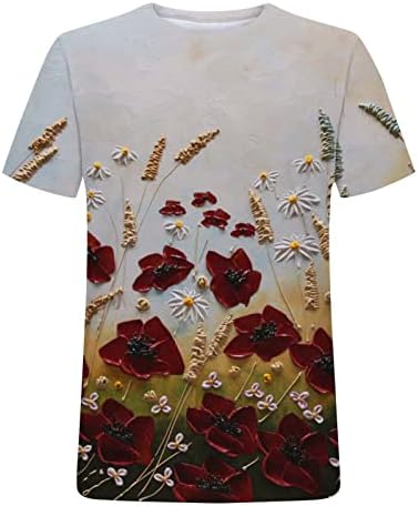 Rugalice dugih rukava Žene ljeto ležerno tiskane majice kratkih rukava labava ležerna majica za vježbanje vrhova