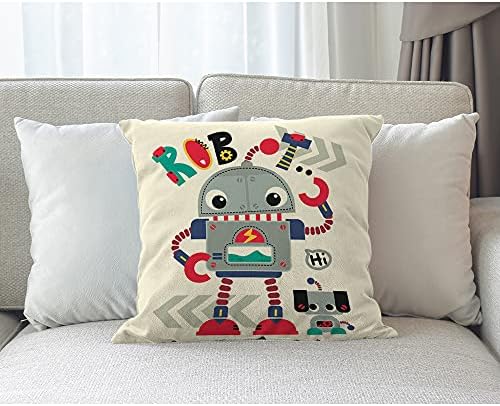 Jastuci za jastuke za muslion robota 18x18 inča Slatka preslatka crtana robot koji maše s robotskim psećim prijateljem bacajući jastuk