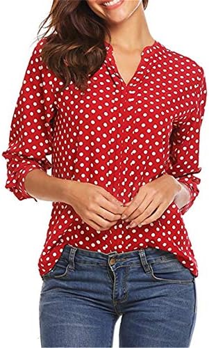 Andongnywell ženski dugi rukavi bluze cvjetni print v gumb za vrat labave košulje gornje košulje tunične bluze