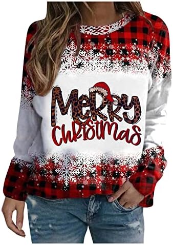 Dukserice s okruglim vratom za žene, pulover s okruglim vratom i sretan Božić, Termalni Sportski topovi širokog kroja za žene