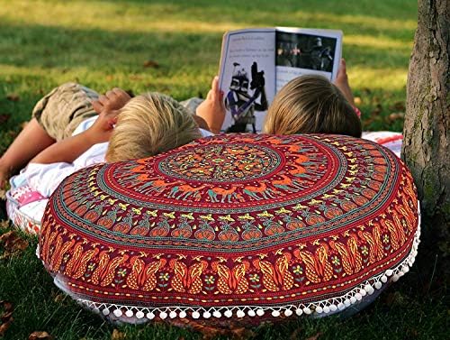 32 Pouf crvena mandala jastučni jastuk jastuk za sjedenje bacanje hippie boho barmeri multi-obojena pauna pauna za životinje kamil