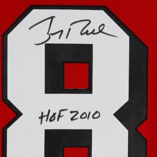 Uokvireni Jerry Rice San Francisco 49ers Autografirani Red Mitchell & Ness replika dres s natpisom Hof 2010 - Autografirani NFL dresovi