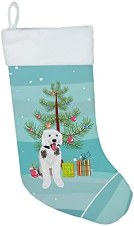 Caroline blaga wdk3034cs doodle srebrna i bijela br. 2 božićna božićna čarapa, kamin viseće čarape božićna sezona zabava dekor obiteljski