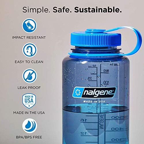 Nalgene održava boca vode bez tritana bez BPA, 32 oz, široka usta, ametist i hidratak wategate široki štitnik za prskanje usta - BPA