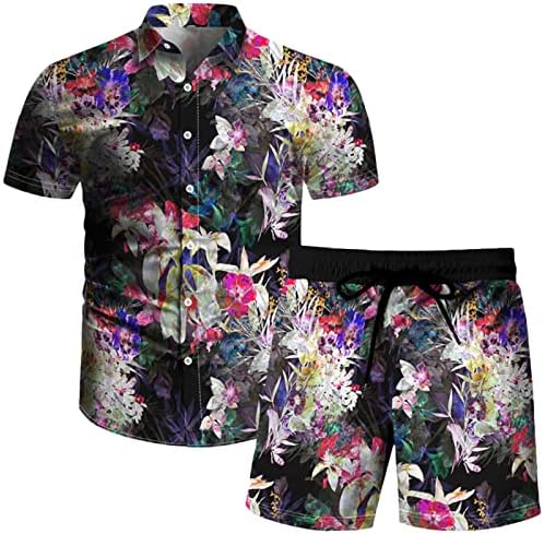 Muške košulje s kratkim rukavima i kratke hlače plaža povremeni set mlađi tisak kardigan bluze kratke hlače Havajski odijelo