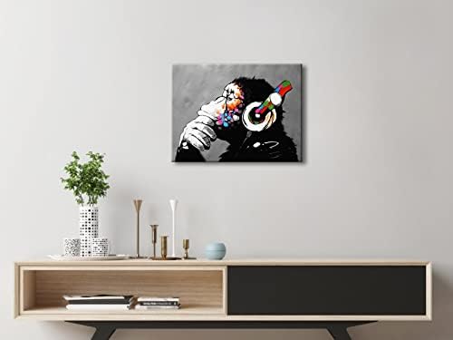 Wieco Art Monkey s slušalicama Banksy DJ Chimp Pop Art Cool APE Abstract Canvas Otisci zidne umjetničke slike za spavaću sobu za dnevnu