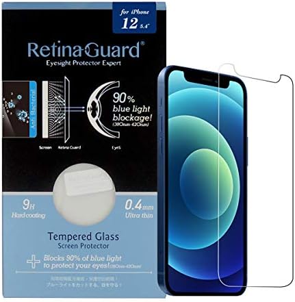 Retinaguard Anti Plava svjetlost, Zaštitnik zaslona od kaljenog staklenog zaslona s kliznim ionom za iPhone 12 mini, SGS i Intertek