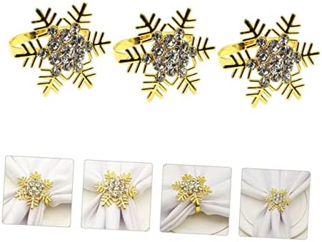 OFPPORTBLE 3PCS Snježna pahulja salveta za blagovaonicu Dekor Dekor vjenčanja dekor božićni serviete prstenovi zlatni božićni salveti