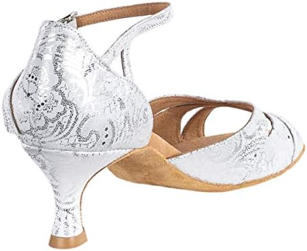 Rummos Womens Dance Shoes R385 084 - Kožni bijeli cvijet - redovito ugradnju - 2 50R bljeskalica - napravljena u Portugalu