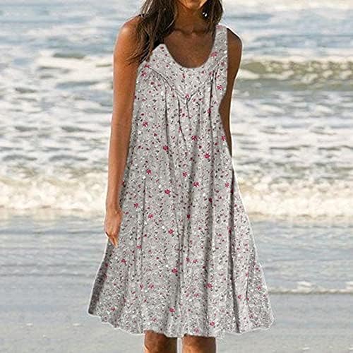 Ženski modni casual print bez rukava velike veličine haljine na plaži ljeto
