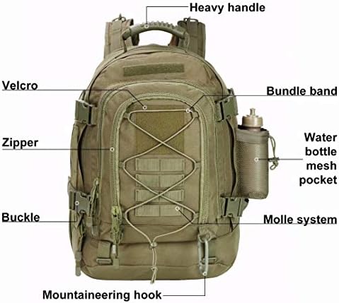 Vojni ruksak za muškarce, veliki vojni ruksak, taktički putni ruksak za posao, kampiranje, lov, planinarenje