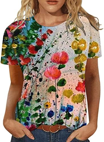 Ležerne bluze za tinejdžerke ljetne jesenske posade kratkih rukava leptir tisak labave fit tops majice žene it