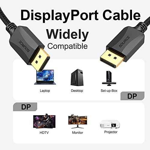 DisplayPort kabel 10-pack, 6 stopa, tanak kabel DP do DP 1.2, [4K@60Hz, 2k@165Hz, 2k@144Hz] Priključak za prikaz kabela za priključak