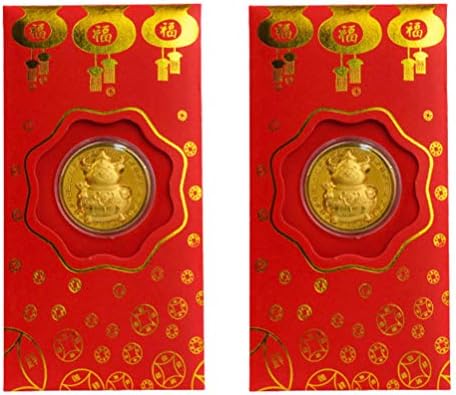 Dječja torbica od 2 komada, kineske Nove godine crvene omotnice, kovanice sreće 2021, zodijački bik, novogodišnje vrećice s novcem,