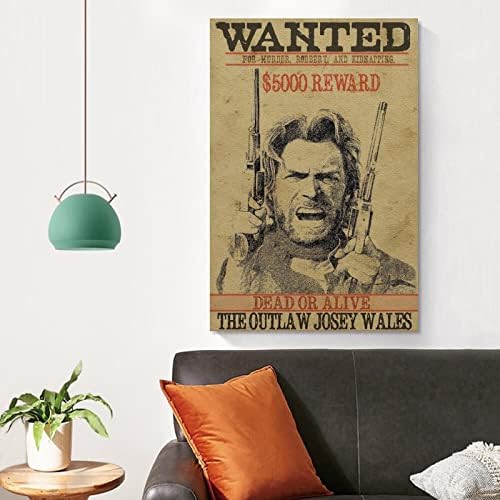 Outlaw Josey Wales Traženi filmski plakati Art Print - Clint Eastwood - Western Film - Westerns Canvas Slikanje plakata i otisaka zidne