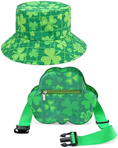 2pcs St Patrick's Day Pokloni kanta šešir fanny pakiranje SET SHAMROCK HAT CROVER STRAK ZELENI STRAK TORKA SUDABLO RASPOLOŽENO SUNJE