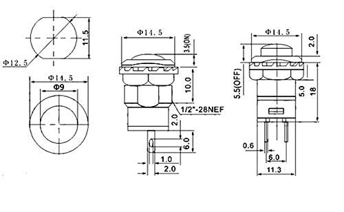 Prekidač gumba Ruofeng AC 250V/1,5A 125V/3A 10 PCS