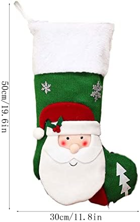 Mehelu božićne velike čarape karirane s plišanom manžetom čarapa za dekor poklon vrećica