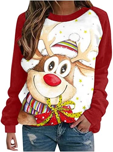 Ženske ležerne vrhove božićna 3D tiskana majica s dugim rukavima modna modna puloverska bluza pulover
