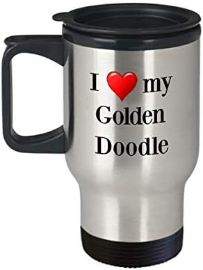 Zlatni doodle putnička šalica - termički izolirani nehrđajući čelik Zlatni retriver pudlica mix mix pas ljubitelj psa poklon kava poklon