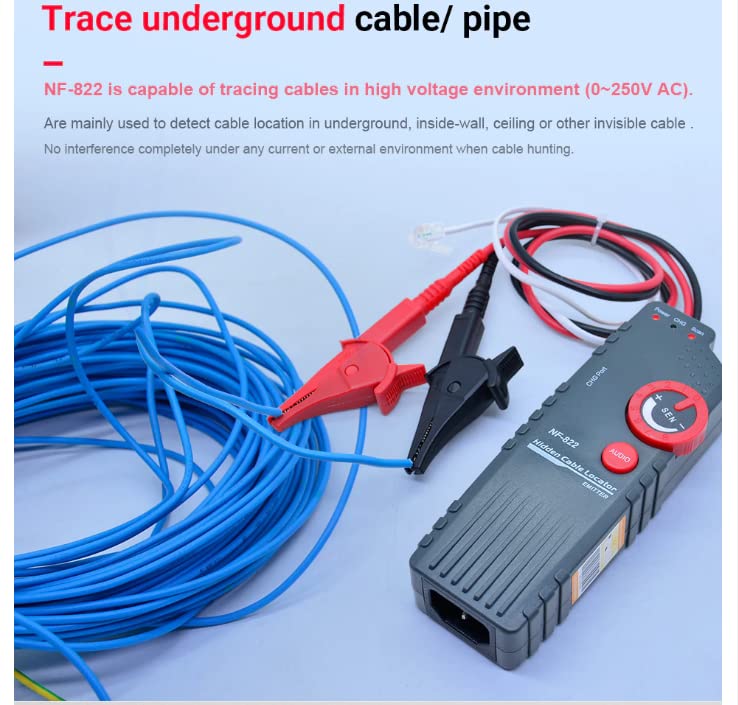 YuqiaoTime NF-822 Underground Cable Locator 0-0,5M dubine duljine duljine kabela 1000m za visokonaponsku žicu otkrivanje NF_822