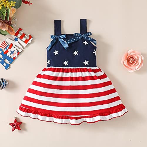 Lysmuch mališani za bebe djevojčice 4. srpnja Outfit Kids American Flag Dress Dan odjeća