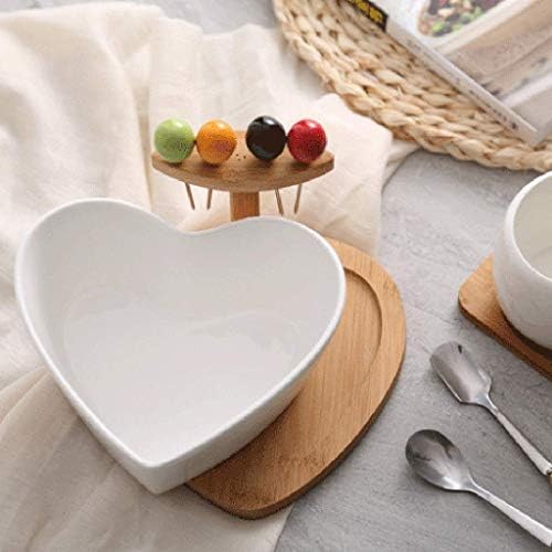 Defaus Srčani u obliku sušenog voćnog ploča keramička zdjela salata s vilicom kućni voćni tanjur nordijski dnevni boravak zalogaj zalogaj