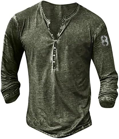 Dudubaby muške majice dugih rukava s dugim rukavima grafički i vezeni modna majica proljeća i jesenskog tiskanog pulovera