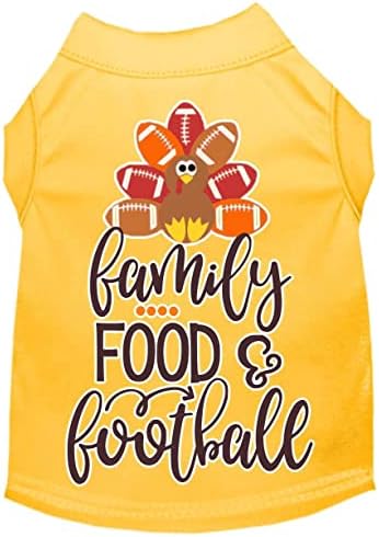 Obiteljska, hrana i nogometni zaslon za tisak pseće košulje žute xs