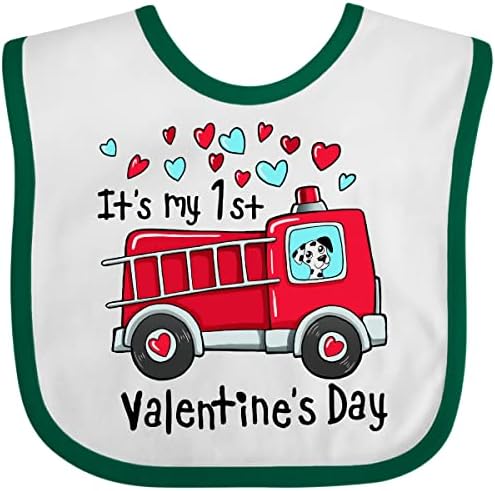 Inktastic To je moje 1. vatrogasno vozilo za Valentinovo s simpatičnim dalmatijskim dječjim bib