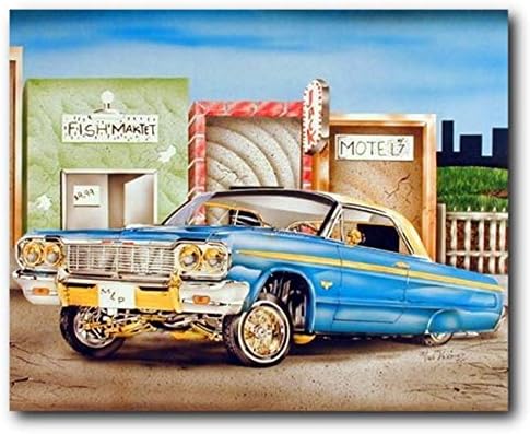 Klasični vintage automobil zidni dekor plavi i zlatni plakat za tiskanje umjetničkog tiska