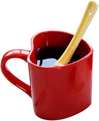 Luxshiny Crveni srčani u obliku keramičkih šalica Valentinovo Dan šalica za kavu Poklon par Voda za piće šalica mlijeka šalica porculan