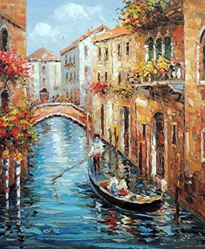ručno oslikano platno uljana slika za zidne umjetničke dekor, venecijanski talijanski par kanal čamac gondola pejzažno ulje slike