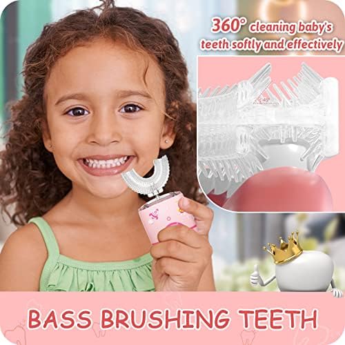 Dječje električne četkice za zube U obliku slova: Automatska zvučna četkica za zube s 3 glave i 6 načina čišćenja punjiva četkica