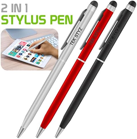 Pro Stylus olovka za LG X410Cs s tintom, visokom točnošću, ekstra osjetljivim, kompaktnim oblikom za zaslone s dodirima [3 paketno-crno-crveno-srebro]