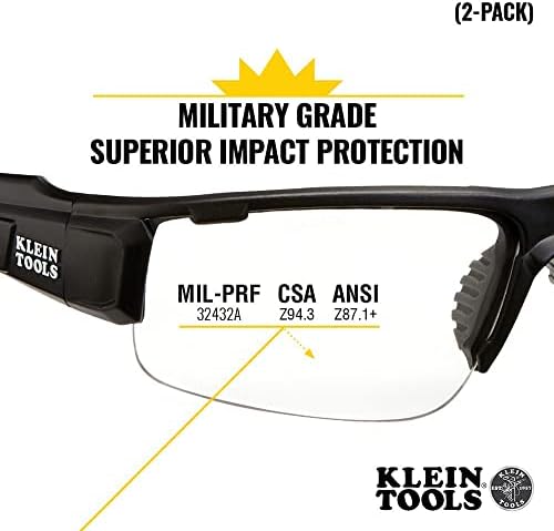 Klein Tools 60172 Sigurnosne naočale, Profesionalni PPE zaštitni naočale s polum okvirom, otpornim na ogrebotine, anti-maglu, bistra
