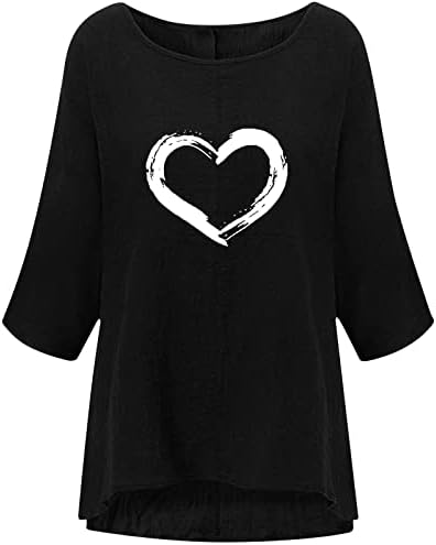 Ženski modni tiskani okrugli vrat labavi 3/4 majice majice za puloverove vrhove labave pulover udobne mekane bluze