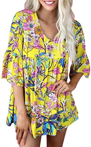 Ženska majica Na pruge, ženski ležerni vrhovi s cvjetnim printom, Okrugli vrat, ljetne Ležerne majice kratkih rukava, bluza