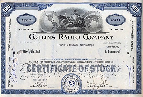 1965. Izvrsni Art Deco Vintiage Collins Radio Certificate! Vojna i zrakoplovna komunikacija WW2! Kupite 2 i 2. brodove u boji besplatno!